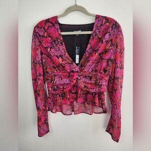 Steve Madden Sparkly Floral Blouse